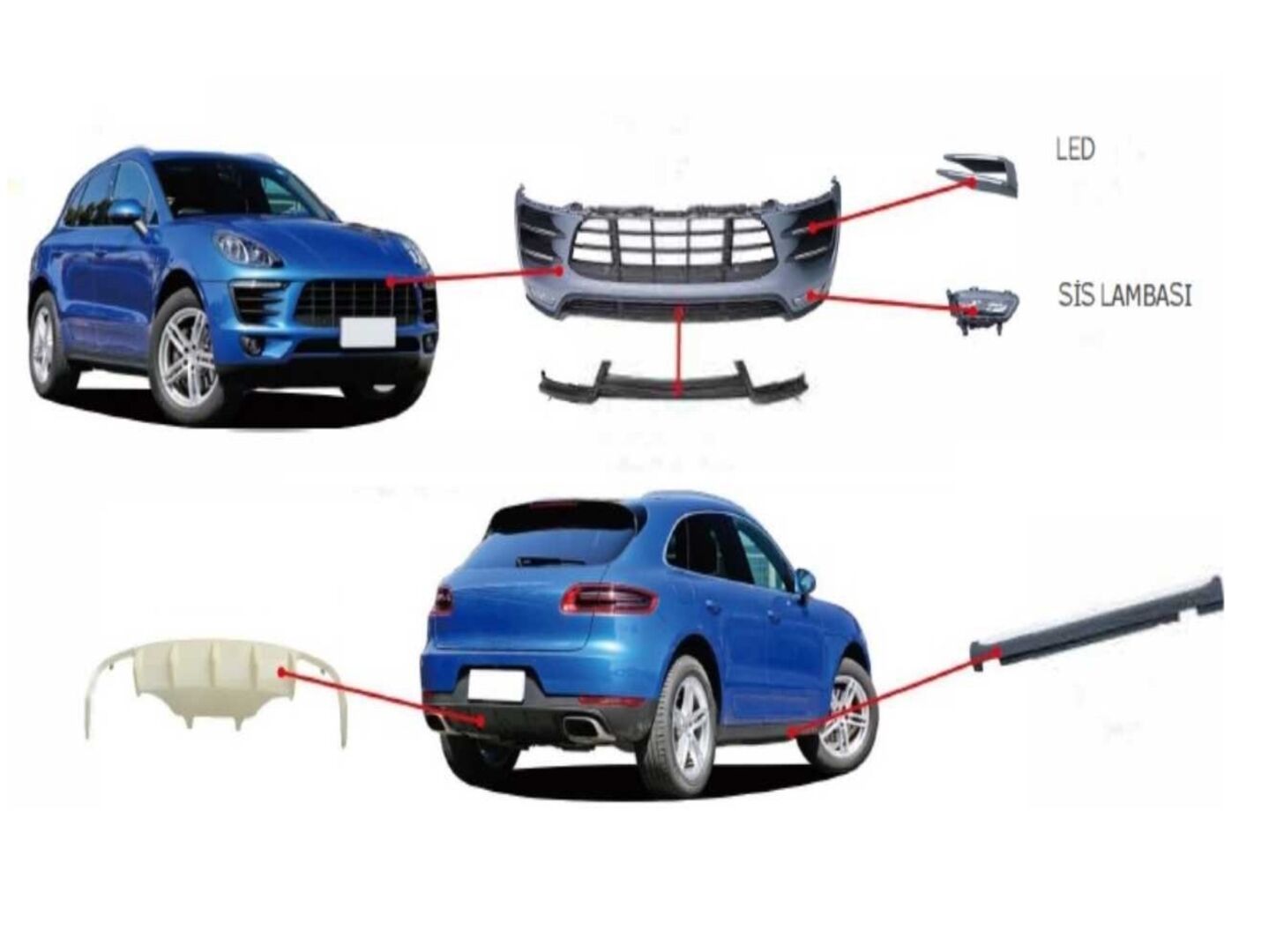 MACAN 2014-2017 IÇIN UYUMLU TECH-A BODY KIT