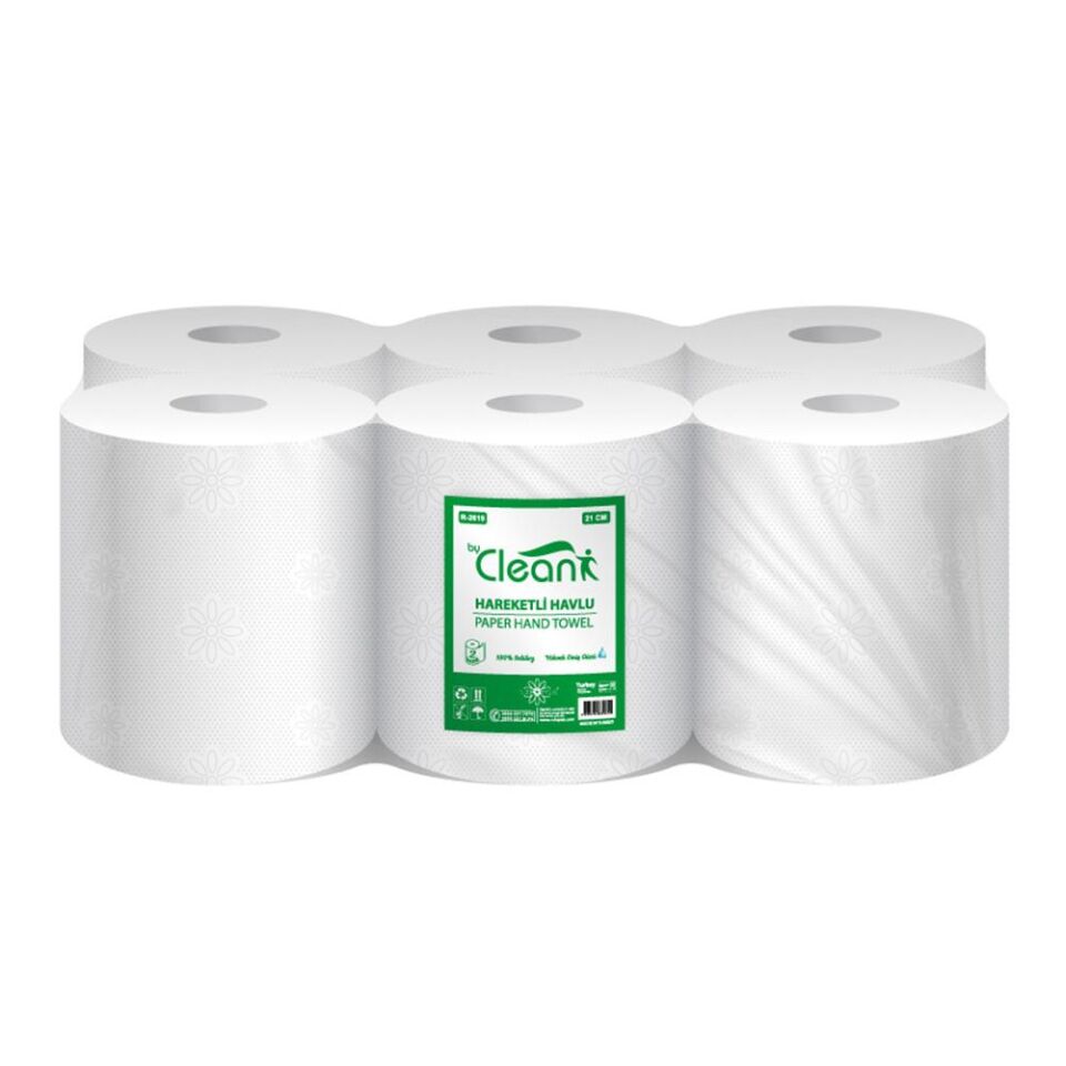 Rulopak By Clean Hareketli Havlu 2 Katlı 21 Cm 58 Metre 6'Lı Paket 3,5 Kg