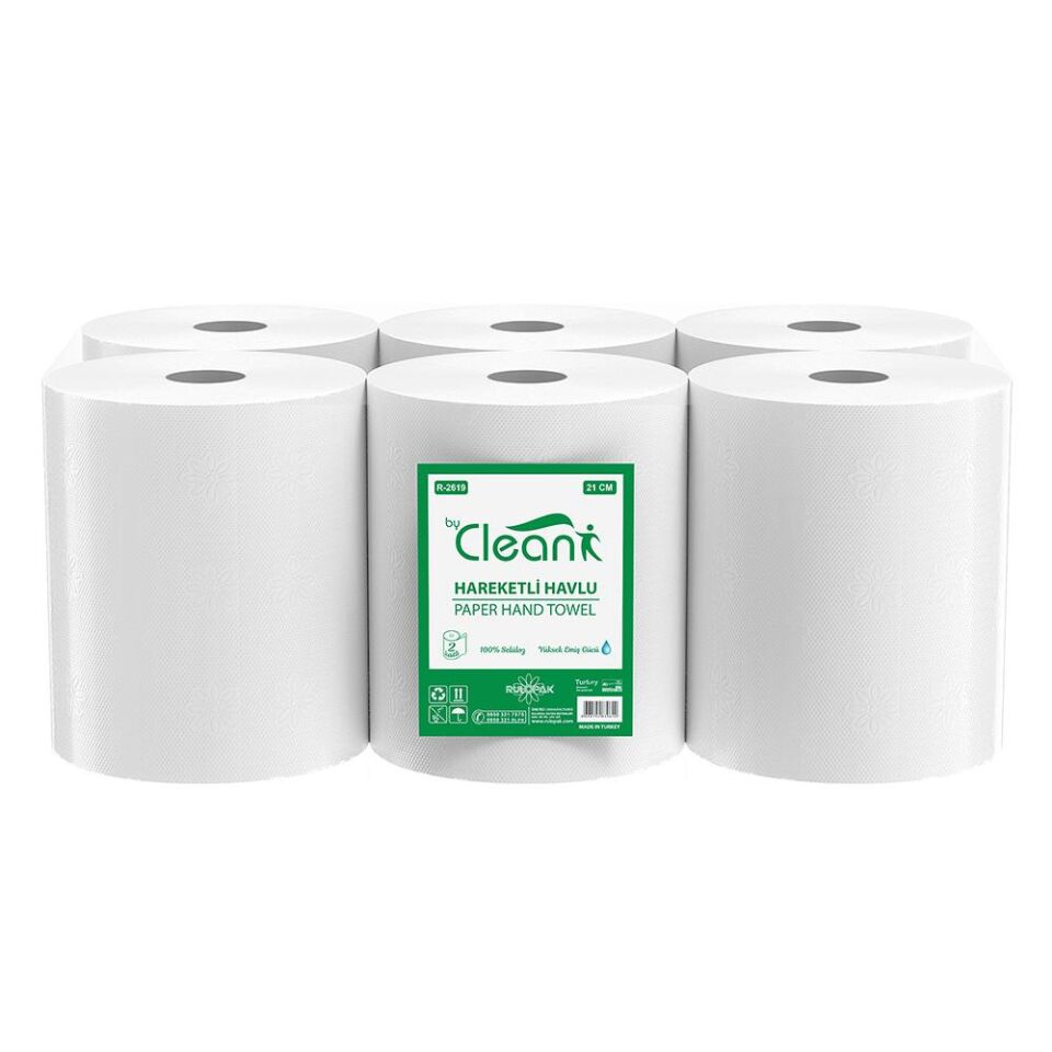 Rulopak By Clean Hareketli Havlu 2 Katlı 21 Cm 58 Metre 6'Lı Paket 3,5 Kg